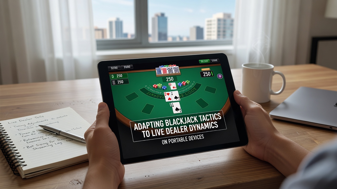 Live-Dealer-Tisch auf einem mobilen Gerät mit Blackjack-Karten und Chips