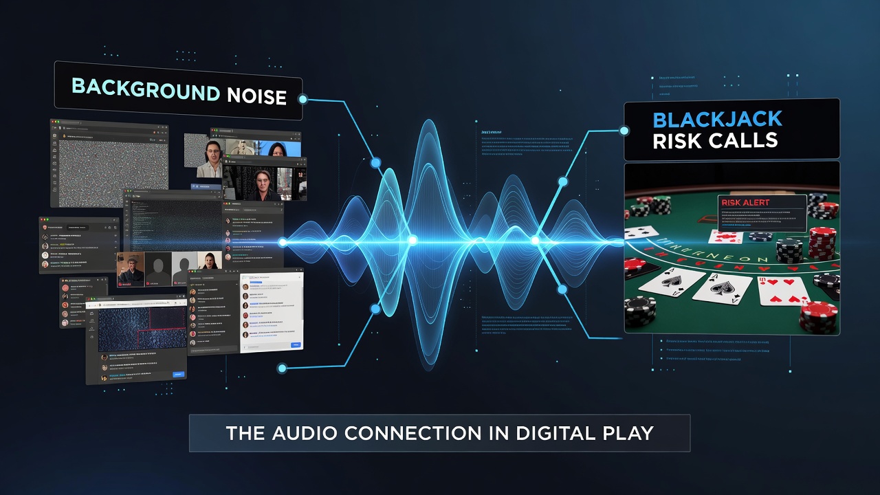 Illustration der Verbindung zwischen Audio-Signalen und Risikoentscheidungen in Blackjack-Software